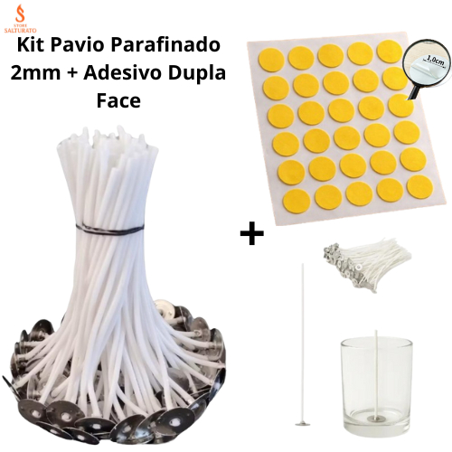 Kit Pavio Parafinado 2mm com Ilhós + Adesivo Dupla Face | Ideal para Velas Aromáticas e Decorativas em Oferta na Shopee