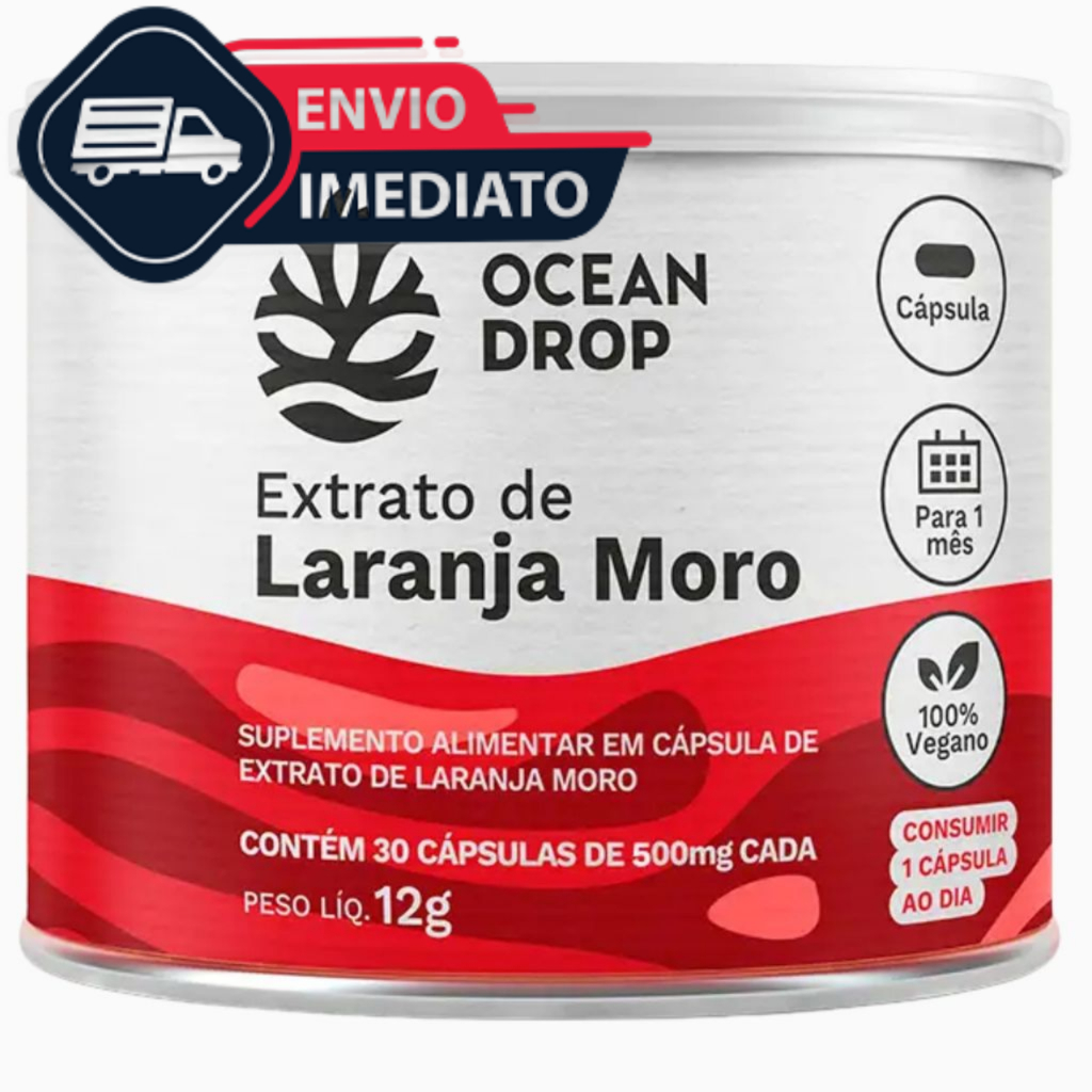 Laranja Moro Extrato Morosil 500mg Puro 30 Cápsulas Ocean Drop Original
