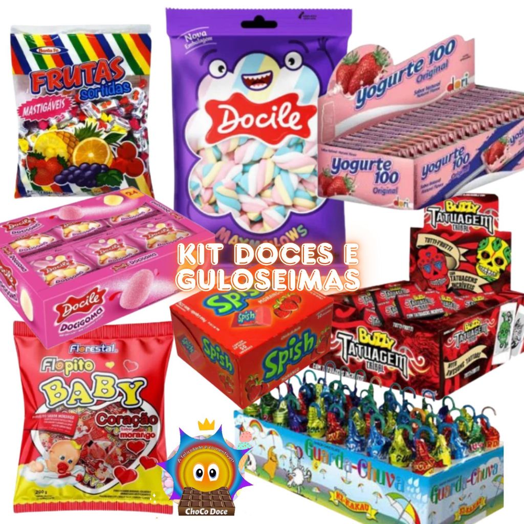 Kit Doces Festa 24 a 50 Sacolinha Surpresa Aniversário Guloseimas Festinha Infantil Lembrancinha em Oferta na Shopee