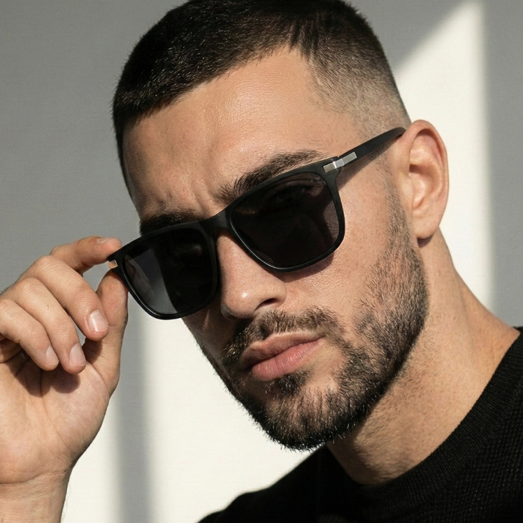 Óculos de Sol Malta Preto Fosco Quadrado Esportivo Premium Flexível uv400 Feminino Masculino