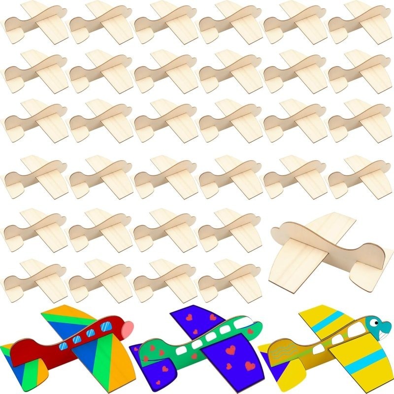 Aviãozinho de madeira cortado a laser, sem acabamento, para pintar você mesmo. Kit para montar seu próprio avião 3D
