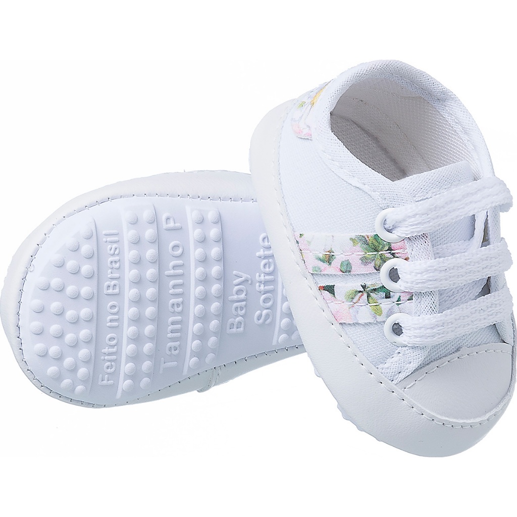 Tênis Infantil Bebê Feminino Branco Floral Cano Baixo Macio Confortável Casual em Oferta na Shopee