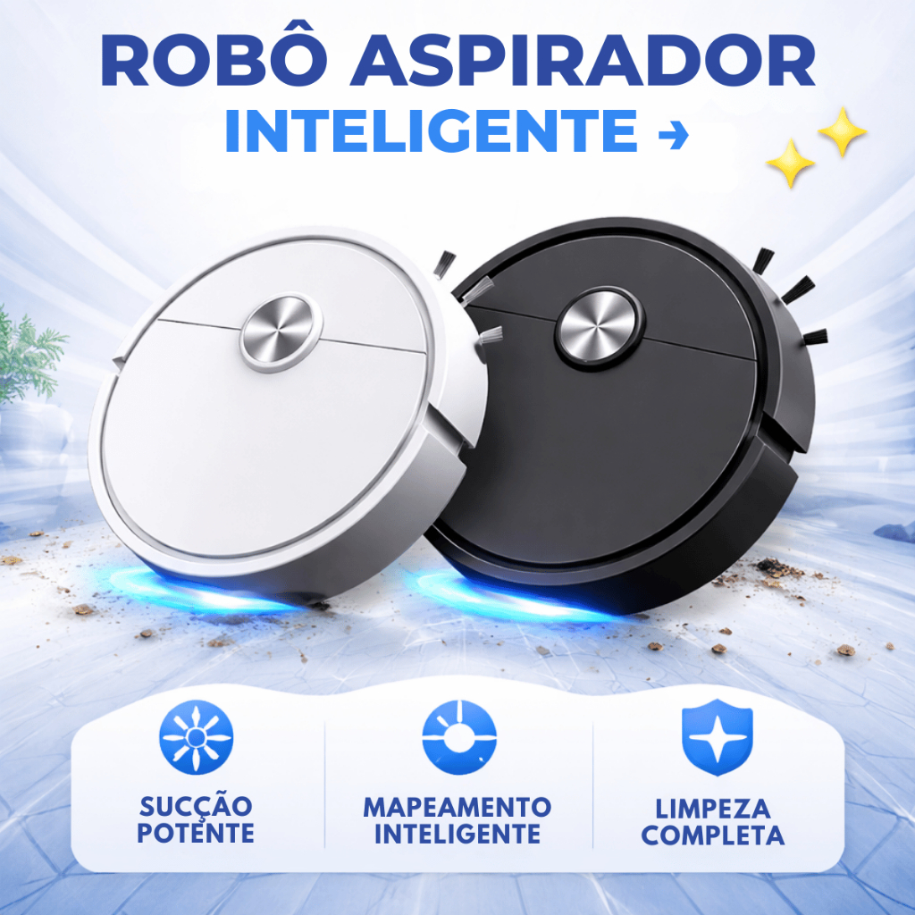 Robo Aspirador De Poeira Pó Robozinho Sugador Casa Potente Varrer Limpeza Automático Inteligente