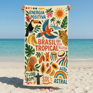 Canga de Praia Brasil Tropical Estampa Folhagens Verão Piscina Grande Premium Macia Saída Banho em Oferta na Shopee