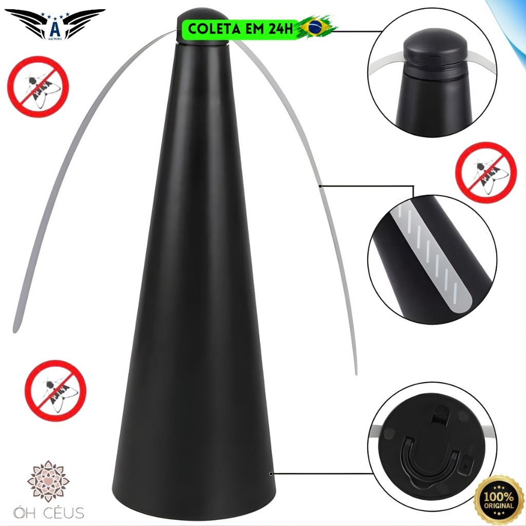 Ventilador Repelente de Mesa para Insetos Moscas  Espanta Mosquito Sem Fio Silencioso 1, 2 Ou 3