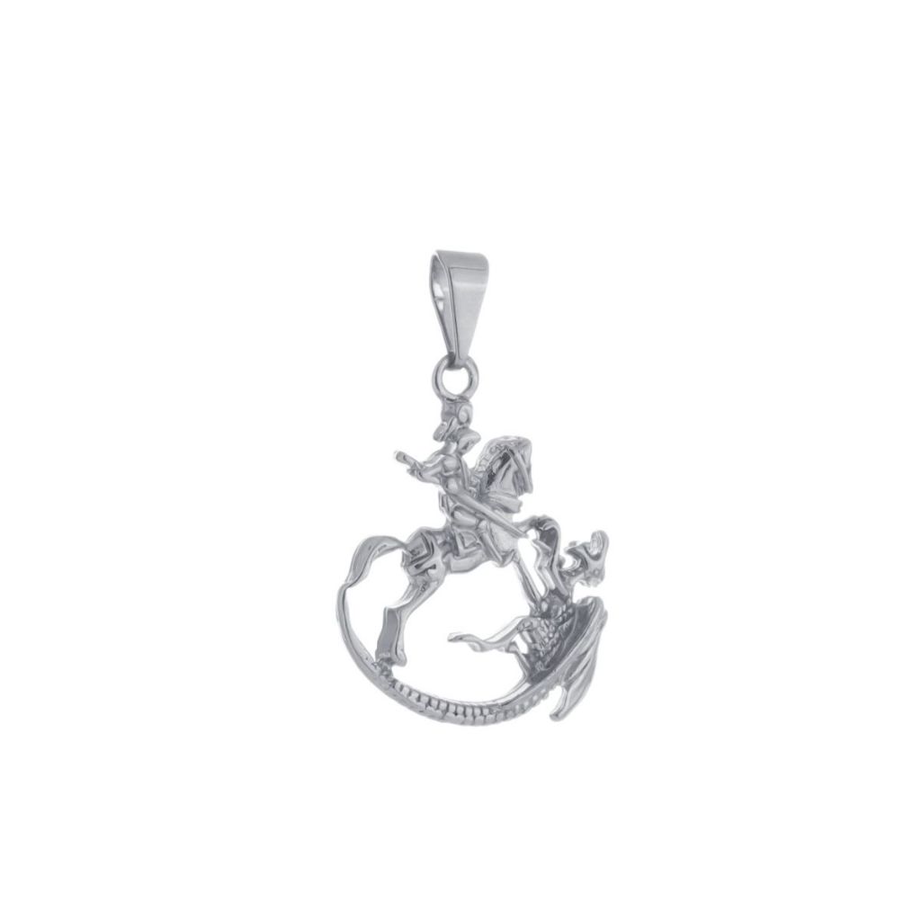 Pingente Prateado São Jorge 2,4cm | Semi Jóia Ródio Antialérgica