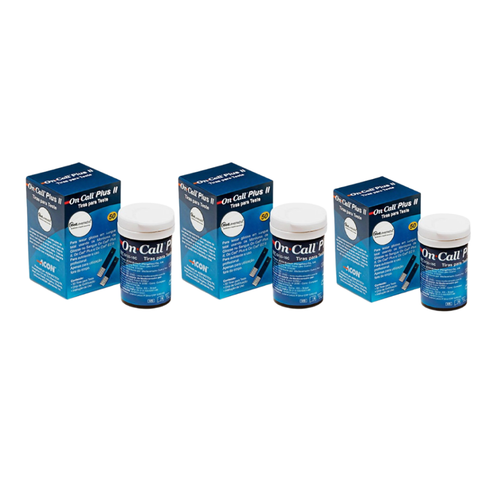 150 Unidade Fitas de Glicemia Medição Glicose On Call Plus II Cor Azul em Oferta na Shopee