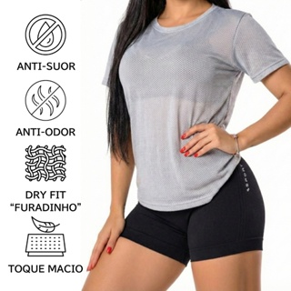 Camiseta Academia Dry Fit dia a dia Blusinha de Treino Anti Suor e Anti Odor Furadinha em Oferta na Shopee