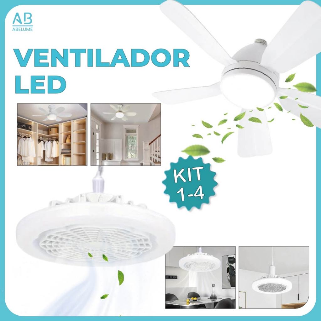 Ventilador de Teto com LED Lâmpada E27 Controle Remoto Luminária Economica de Energia Bivolt em Oferta na Shopee