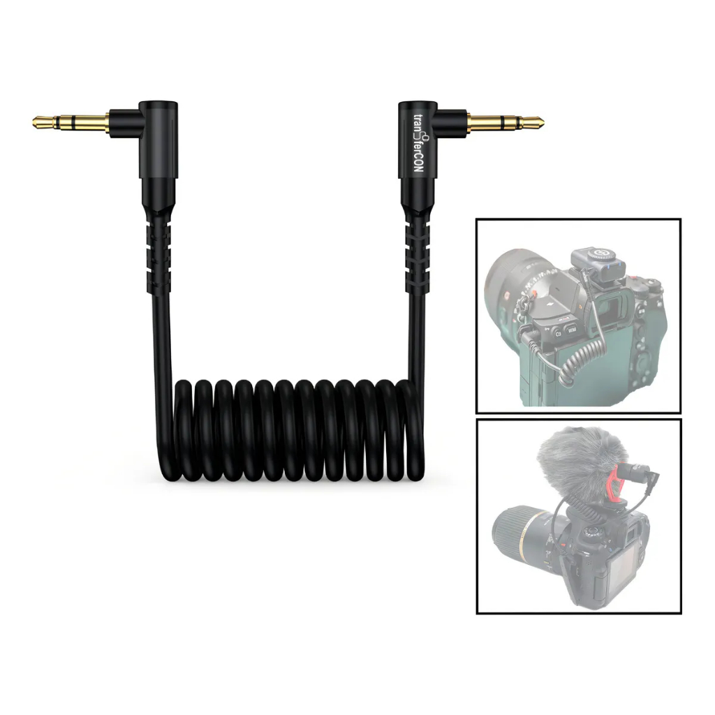 Cabo Adaptador de Áudio P2 3,5mm TRS/TRS Para Microfone Rode e Câmera DSLR