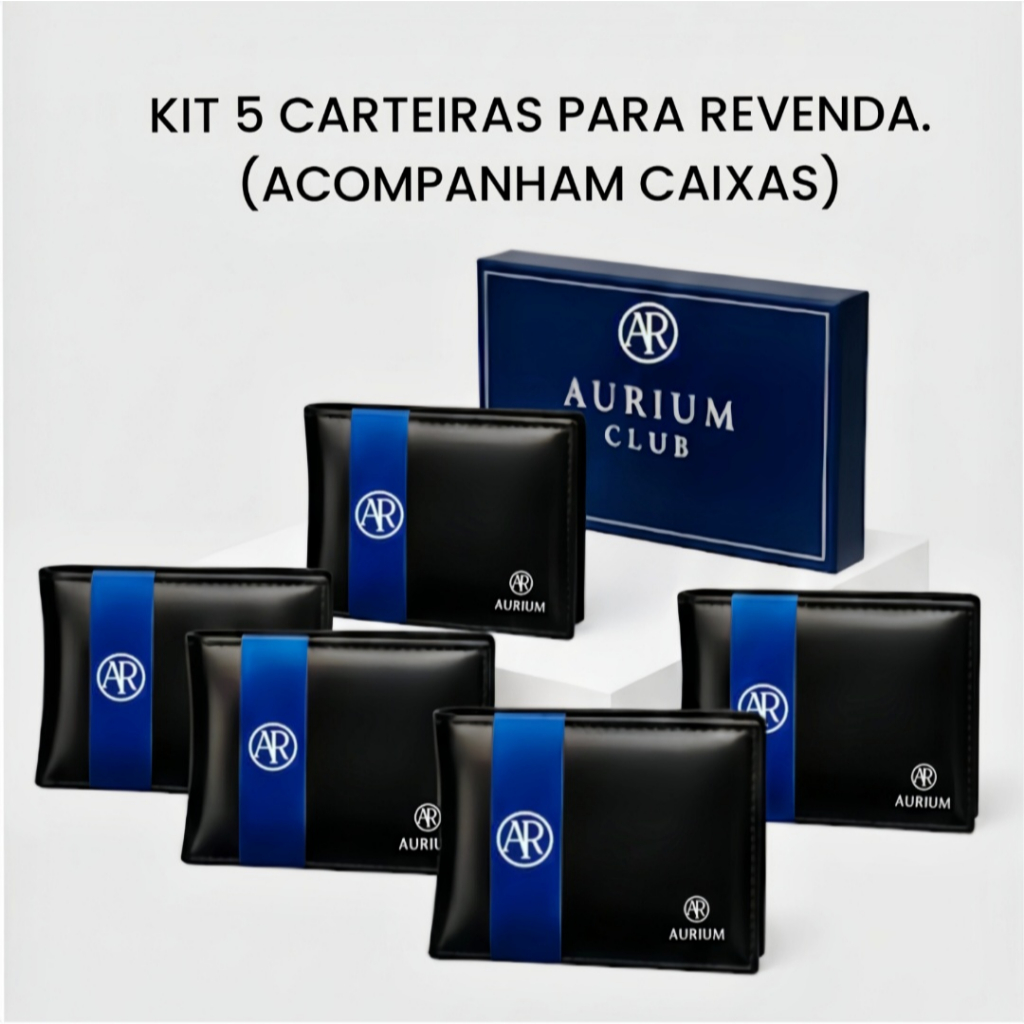 Kit 5 Carteiras Masculinas Aurium Para Revenda (ACOMPANHAM CAIXA)