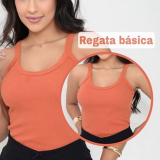 Blusa Regata Feminina Alça Canelada Algodão PREMIUM Ribana Blusinha Básica em Oferta na Shopee