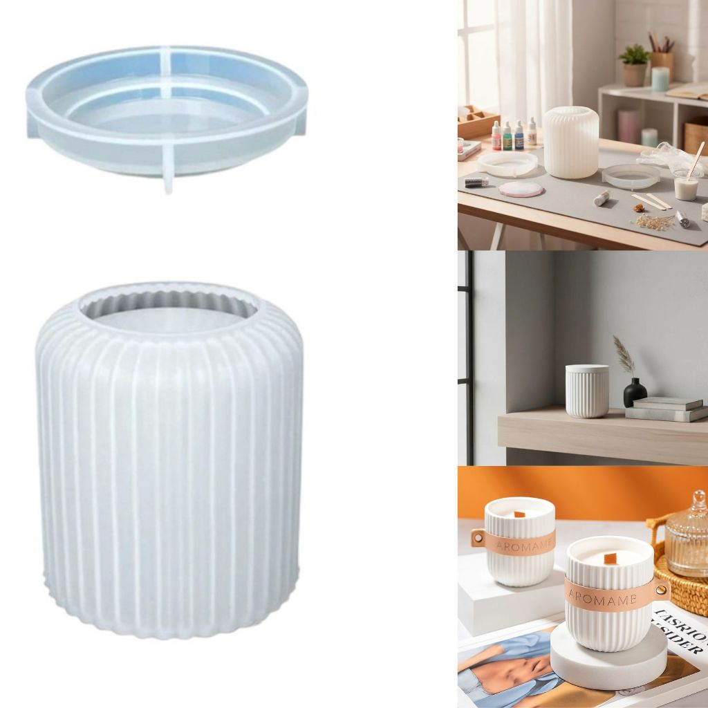 Molde Silicone Pote Listrado Estriado 7,6cm Para Vela Gesso e Resina Forma de Silicone em Oferta na Shopee