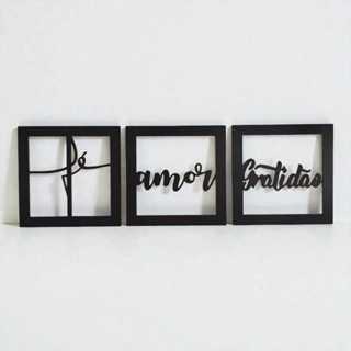 Kit 3 Quadros Fé Amor Gratidão Em Mdf Premium Para Decorações Modernas em Oferta na Shopee