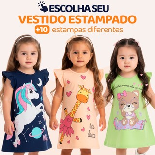 Escolha Seu Vestido De Bebê Menina Verão Estampado Fofo Vestido Infantil Menina de Algodã…