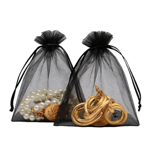 50 Unid. Sacos de Organza Preto - Saquinhos de Organza para Presentes e Eventos em Oferta na Shopee