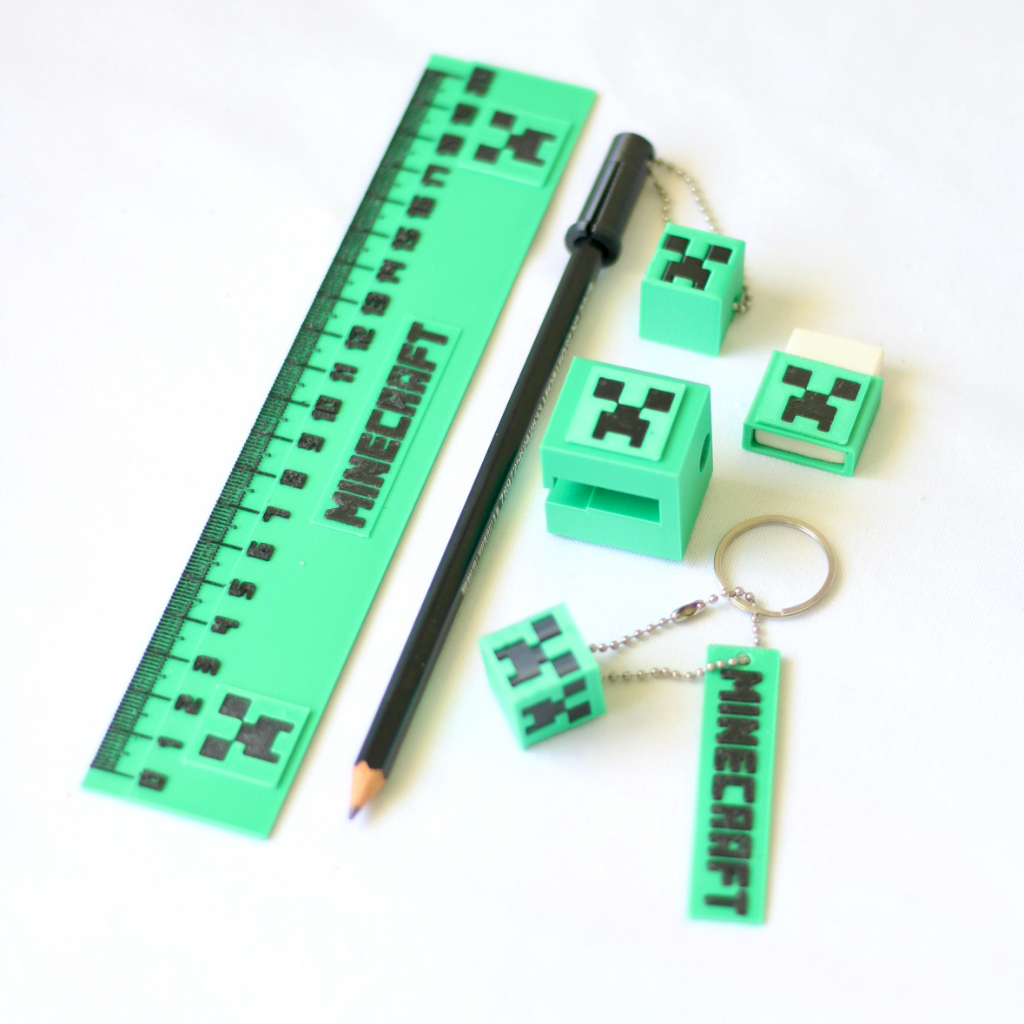 Kit Minecraft Volta Às Aulas Papelaria Material Escolar Lápis Régua Borracha Apontador e Chaveiro em Oferta na Shopee