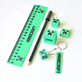 Kit Minecraft Volta Às Aulas Papelaria Material Escolar Lápis Régua Borracha Apontador e Chaveiro em Oferta na Shopee