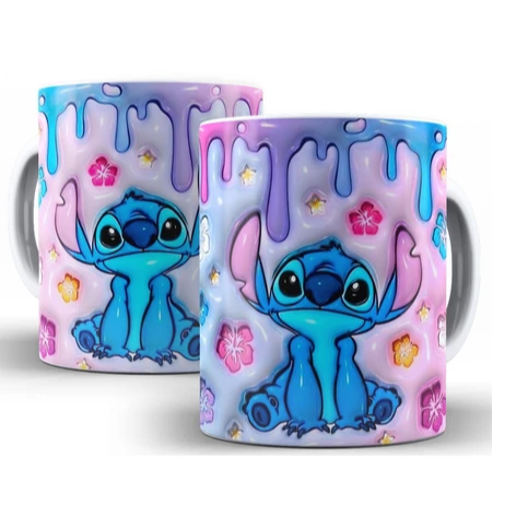 Caneca Xícara Personalizada Lilo e Stitch Disney Efeito 3D 325ml Presente