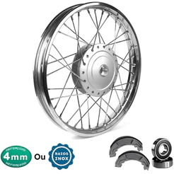 Roda Dianteira Raiada 4mm ou Inox Titan 150 04/13 Fan 125 09/17 C/Lonas+Rolamentos