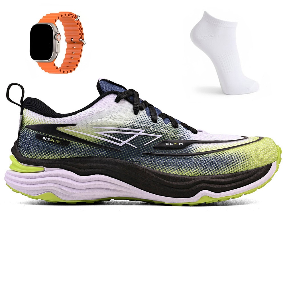 Kit Tênis Masculino Esportivo Academia Treino Caminhada Leve Repplay + Meia e Relogio