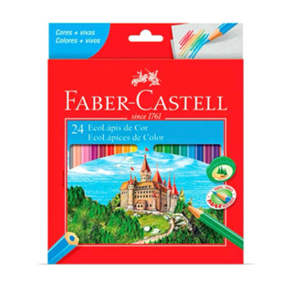Lápis de Cor Faber-Castell 24 Cores Escolar Desenho Pintura Sextavado Original Criança em Oferta na Shopee