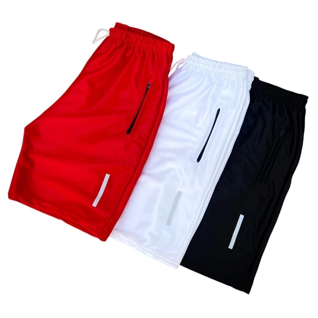 Kit 3 Shorts Bermuda Dry Fit Esportiva Treino Com Ziper no Bolso - com símbolo - SECAGEM RAPIDA — imagem 1