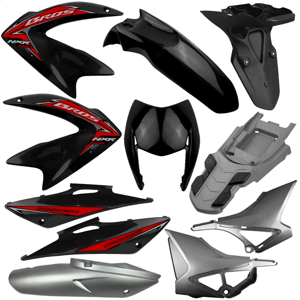 Kit Plásticos NXR 150 Bros 09 10 11 12 es Paralama tra Sup. placa Sub Tampa Protetor de escapamento em Oferta na Shopee
