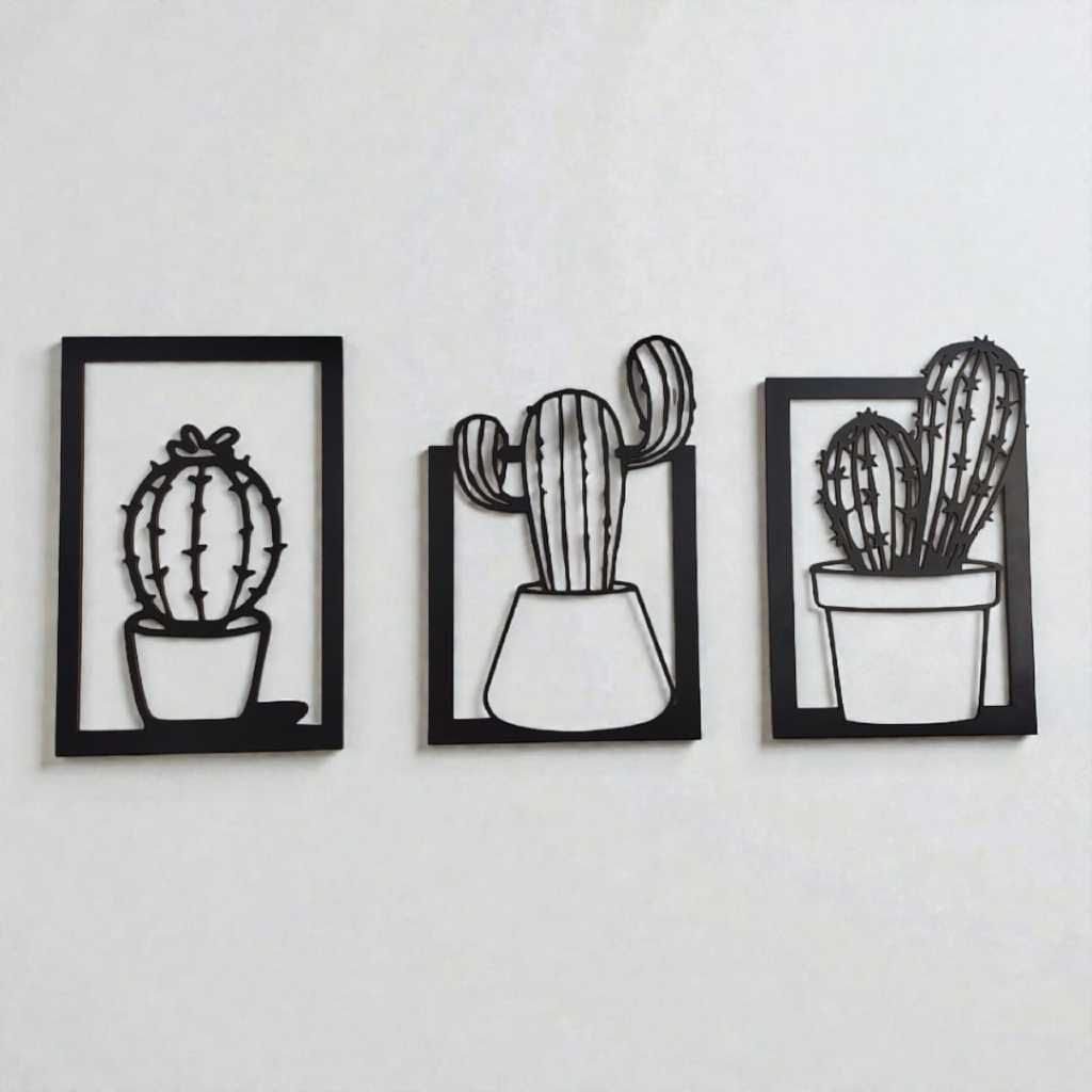 Kit Quadro Cactos Decorativos Para Sala Quartos Em Mdf Premium em Oferta na Shopee