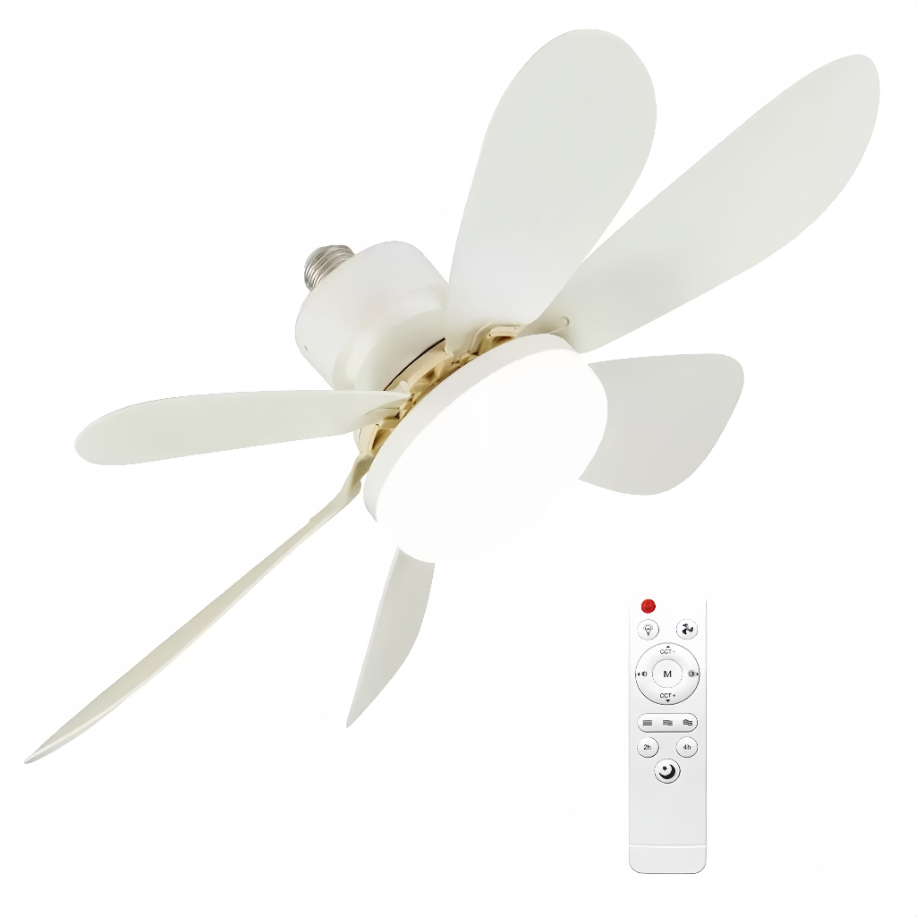Ventilador de teto de 20,4" Com luz LED E Controle Remoto, 6 Pás, 3 Velocidades, Bivolt, Para Sala E Quarto, Base E27