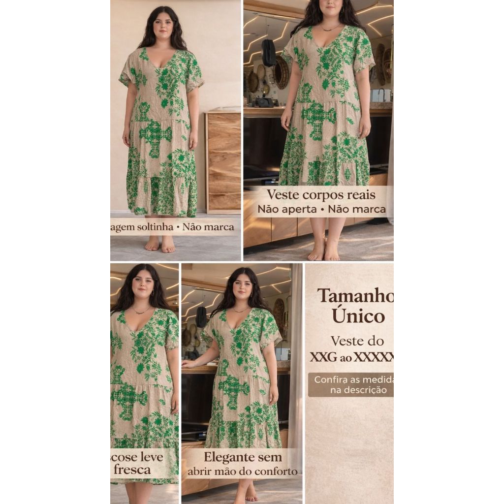 Vestido Midi Feminino Trapézio em Viscose Leve Estampado – Confortável, Soltinho e Elegante
