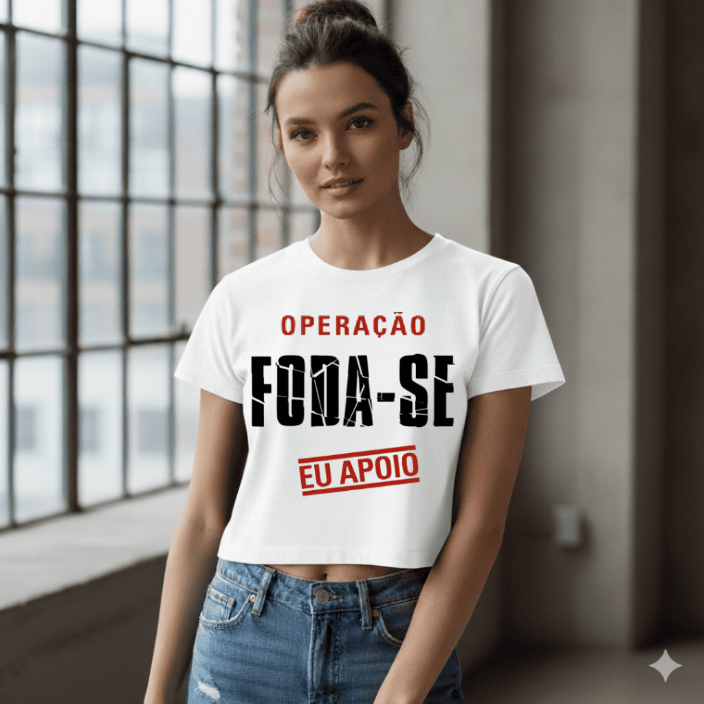 Blusa Cropped Feminina Larguinho Carnaval Operação Fodase Básica Algodão Blusinha de academia