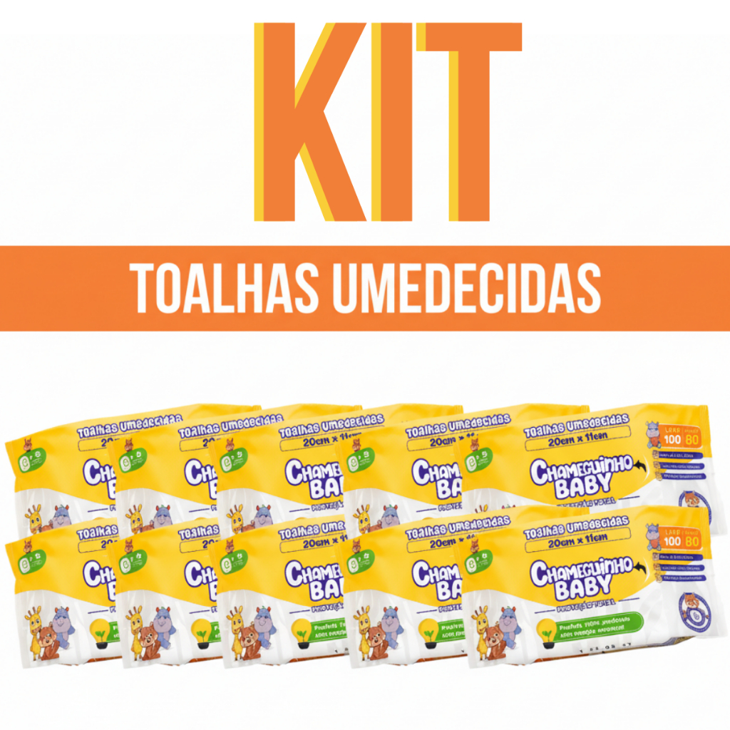 Caixa Pacotes Toalhas Umedecidas Chameguinho Baby Com 100 Folhas Cada