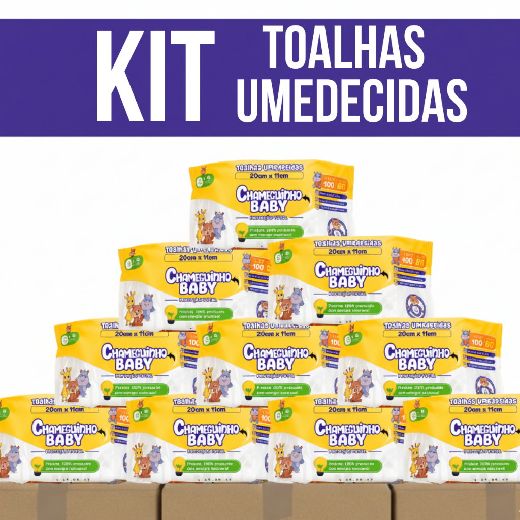 Kit Toalhas Umedecidas Chameguinho Baby Lenço Higiênico Caixa Pacotes Menina Menino