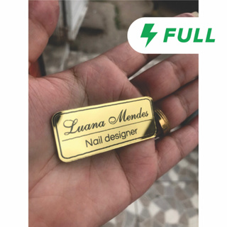 [KIT 3 BROCHES] Personalizados Acrílico Espelhado com ALFINETE - Identificação Profissional e LOGO em Oferta na Shopee