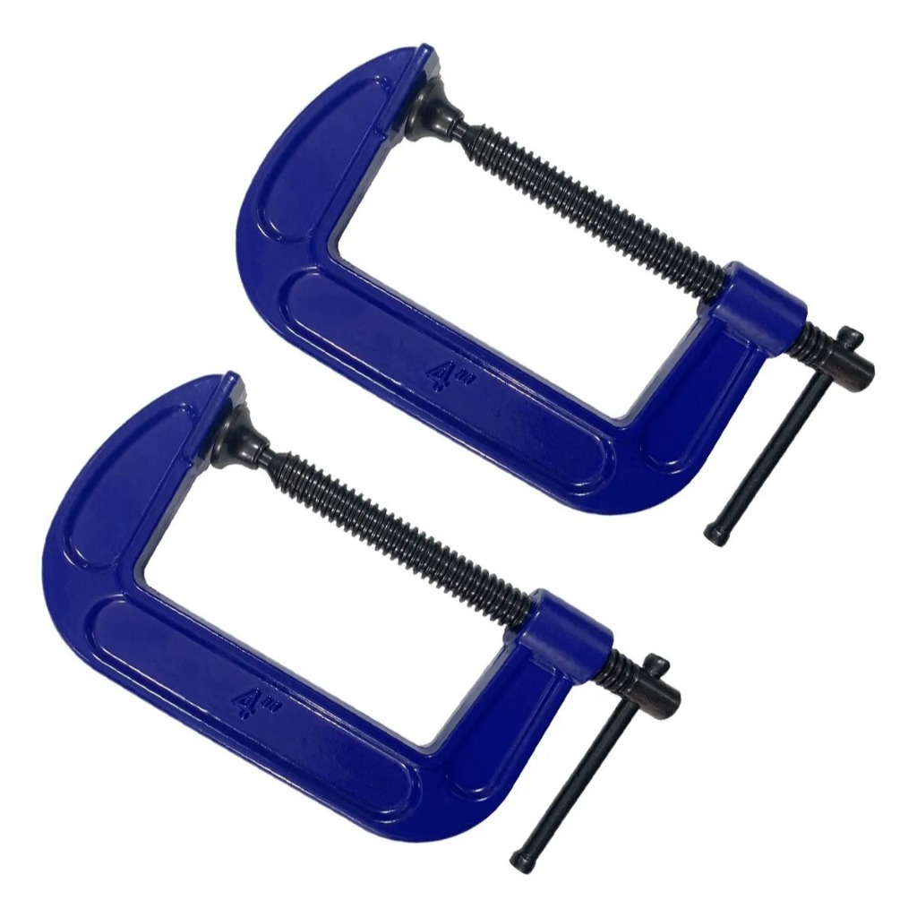kit com 2 Grampos Sargentos Tipo C Carpinteiro 4 Polegadas