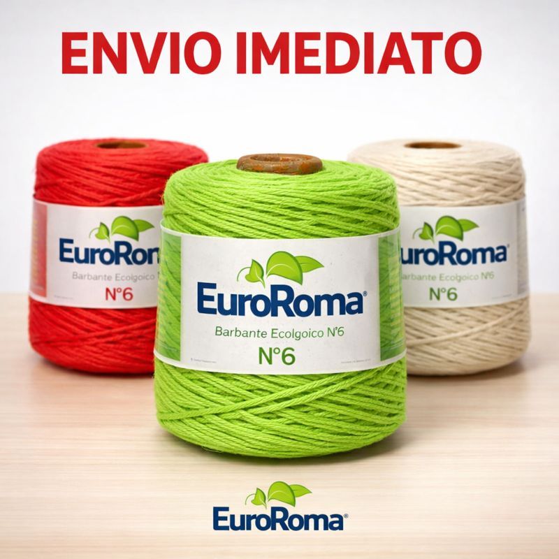 Barbante EuroRoma 600g Nº6 Ecológico Crochê, Tricô, Artesanato - Cru e Colorido em Oferta na Shopee