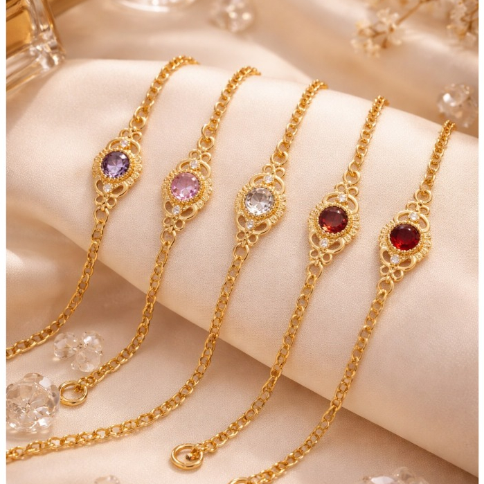 Pulseiras Pedrinhas Coloridas Corrente de Aço Inoxidável Fofo Aesthetic Presente em Oferta na Shopee