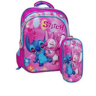 Kit Mochila Escolar Infantil Com Estojo 3d Persona Lilo E Stitch
