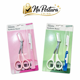 Kit Tesoura + Navalha Para Sobrancelha | Aparador Facial | Precisão | Profissional em Oferta na Shopee