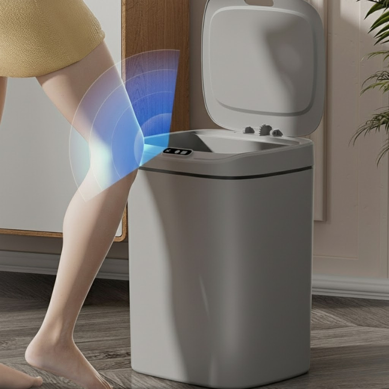 Lixeira 20L Sensor Automática Inteligente Usa para Sala / Banheiro/ Cozinha Cor Cinza a Pilha em Oferta na Shopee