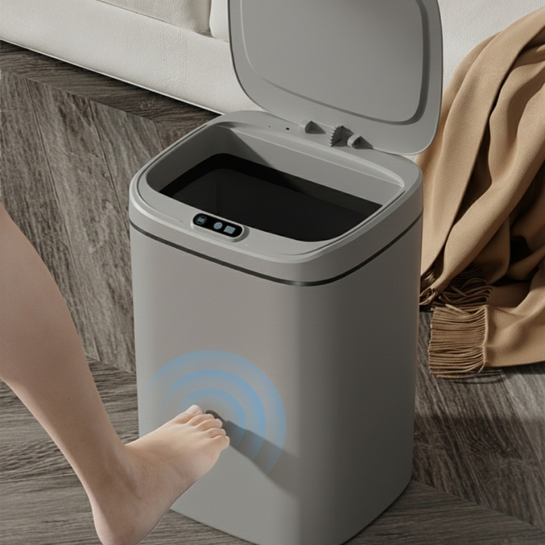 Lixeira 20L Sensor Automática Inteligente Usa para Sala / Banheiro/ Cozinha Cor Cinza a Pilha