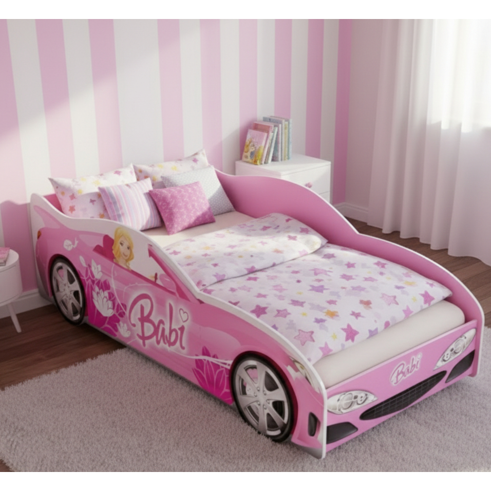 Mini Cama Carro Infantil Feminina Menina em MDF Adesivada com Personagens Divertidos – AV · foto 2