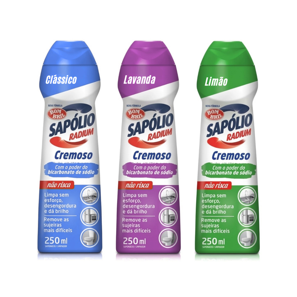 Sapólio Radium Cremoso Clássico Lavanda Limão 250ML Bicarbonato de Sódio Desengordurante em Oferta na Shopee