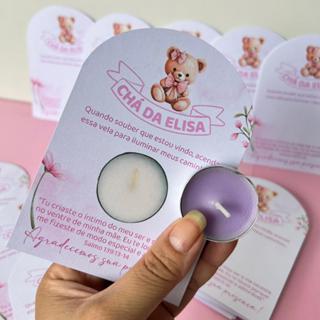 20 Unid lembrancinha personalizada cartão com vela lembrancinha chá de bebe lembrança maternidade em Oferta na Shopee
