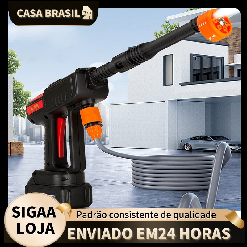 Lavadora de Alta Pressão 6 em 1 Premium – Bateria de Longa Duração, 300W, Jato 10m – Sem Fio em Oferta na Shopee