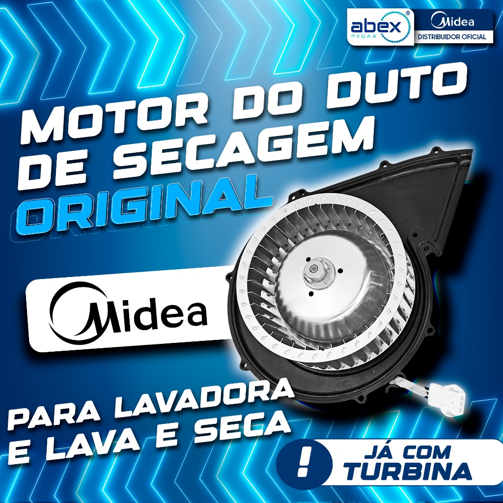 Motor Duto Secagem Completo Para Lava E Seca Midea LSD10 LSD11 LSD12 LSE10 LSE11 LSE12 Original