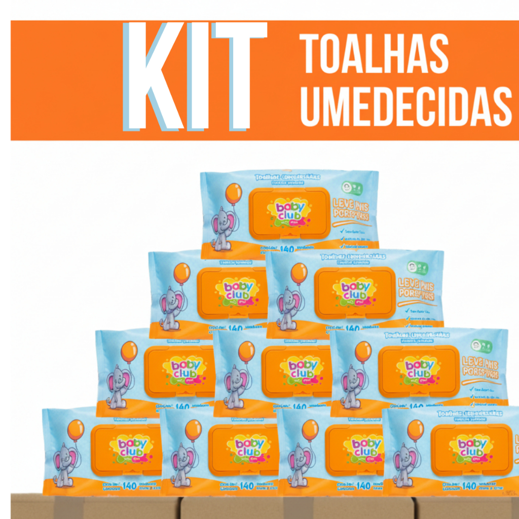 Caixa Pacotes Toalhas Umedecidas Baby Club Lenços Sem Alcool Bebe Menina Menino