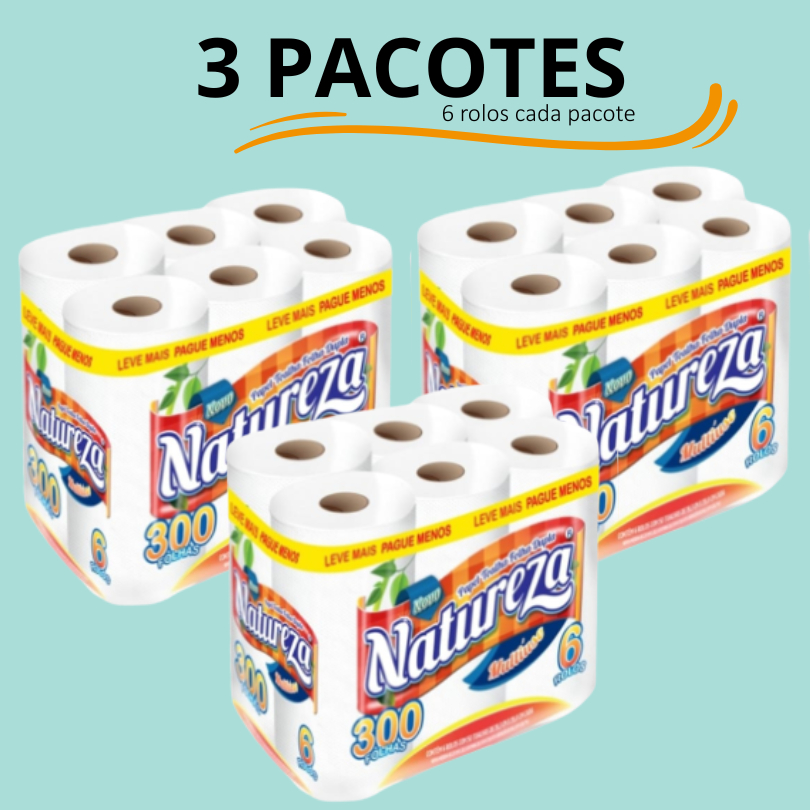 Papel Toalha Cozinha Natureza Folha Dupla 3 Pacotes C/ 6 Rolos cada em Oferta na Shopee