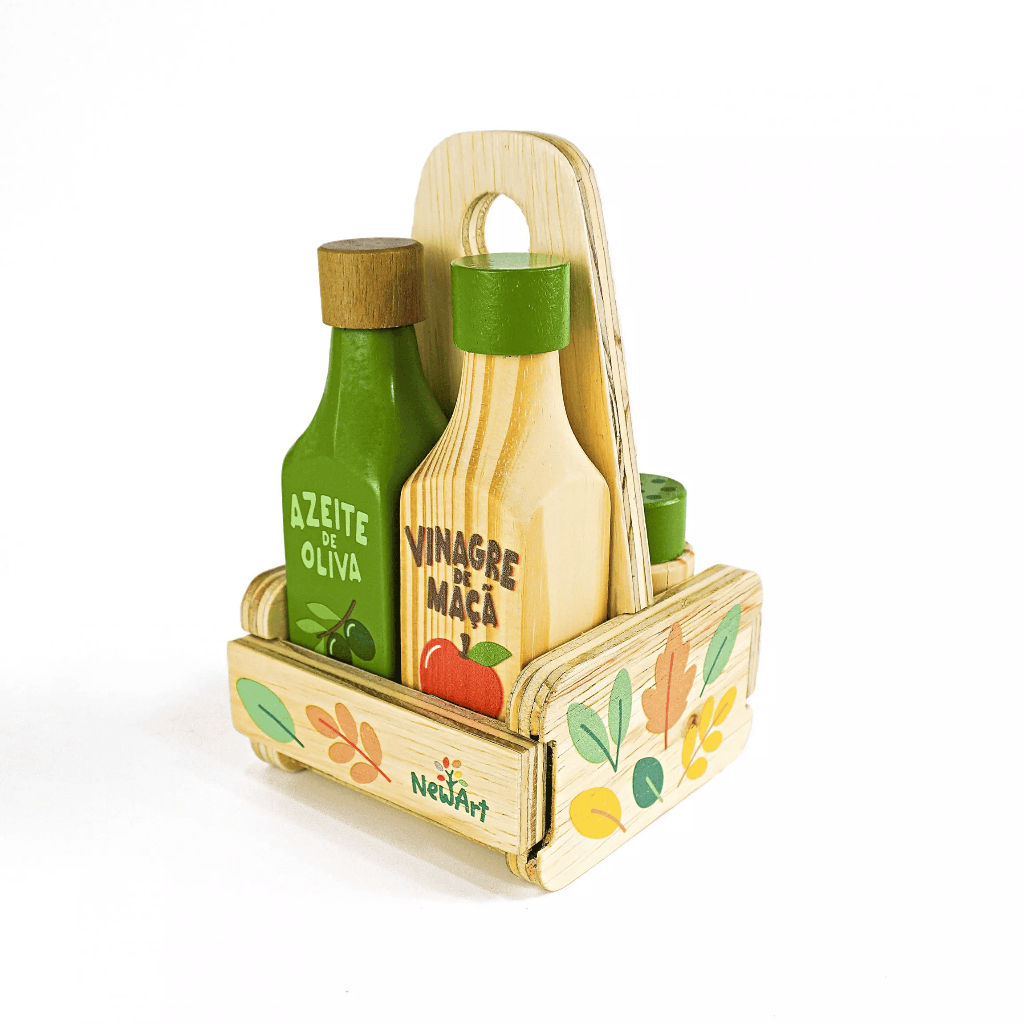 Kit de Condimentos em Madeira - Cozinha de Brincar com Estilo e Criatividade em Oferta na Shopee